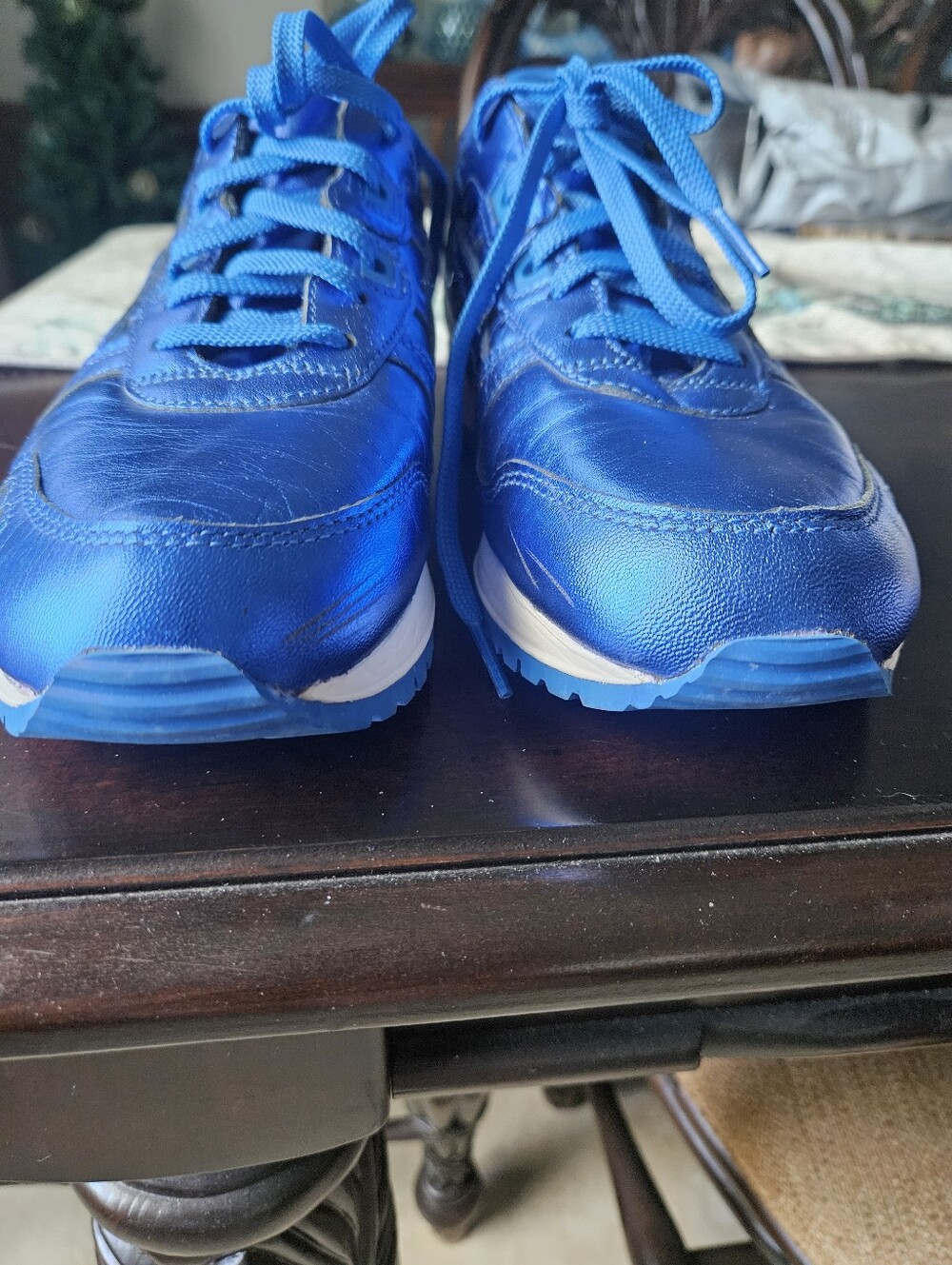 Women's Metallic Blue Lace-Up Sneakers - Picture 7 of 7